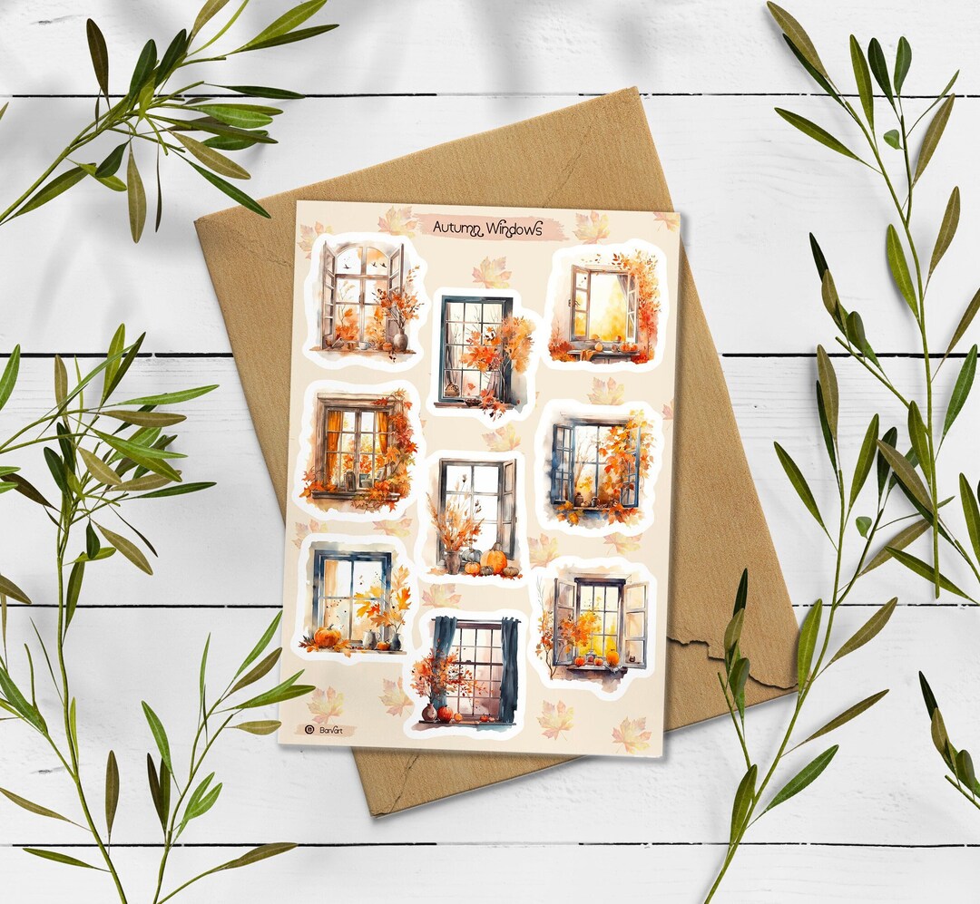 Window Sticker Sheet Autumn Window Sticker Sheet: Fall Planner Stickers - Etsy