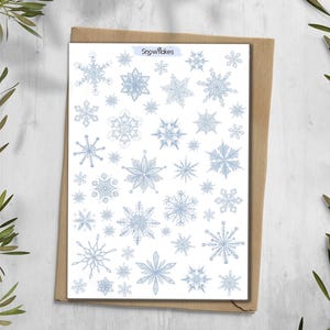 Snowflake Sticker Sheet. Christmas Planner, Journal, Scrapbooking stickers