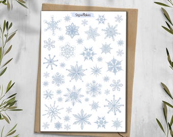 Snowflake Sticker Sheet. Christmas Planner, Journal, Scrapbooking stickers