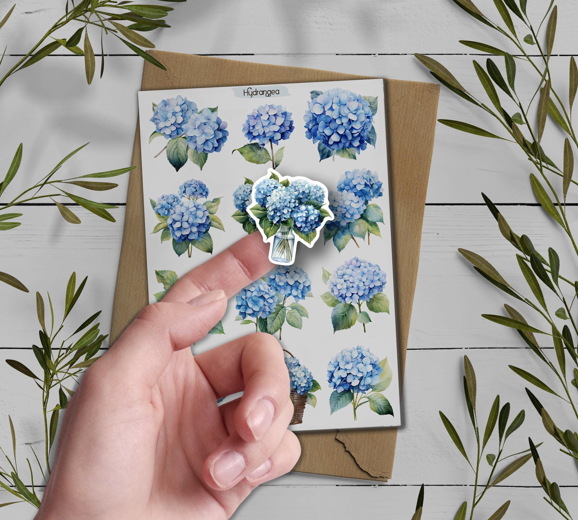 Hydrangea Stickers. White Hydrangea Stickers. Blue Hydrangea Flower ...