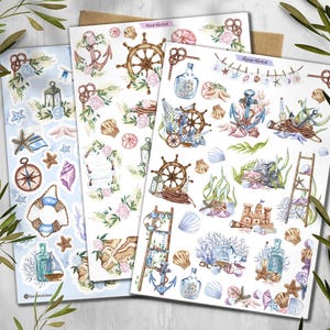 Maritime Aufkleber. Meer Sticker. Leuchtturm Aufkleber. Bullet Journal, Marine Sticker. Anker Sticker, Unter dem Meer