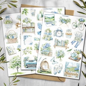 Ne m'oubliez pas les autocollants. Sticker agenda floral. Pack d'autocollants fleurs sauvages. Stickers printaniers. Cottage, oiseaux, été. Bullet Journal