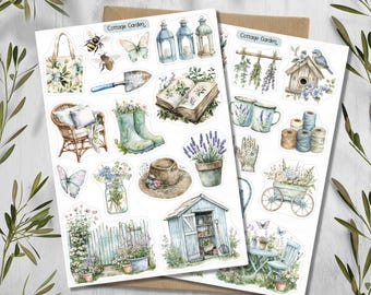 Bauerngarten Sticker. Frühling Bauernhaus Sticker. Frühlings Gartenarbeit scrapbooking