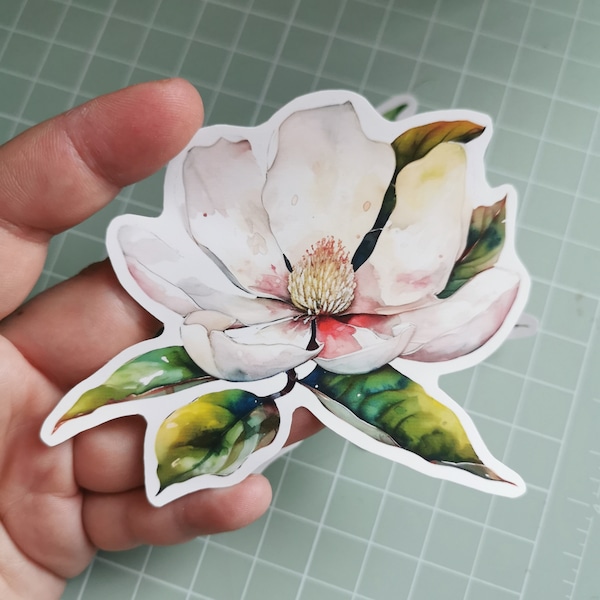 Magnolia Stickers. Magnolia bloom Sticker. Spring Stickers. Bullet Journal, Pink flower Stickers. Watercolor Easter Sticker. Floral Stickers