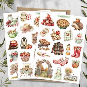 Apple Cottage Stickers. September Farmhouse Planner Stickers. Cottage Garden scrapbooking