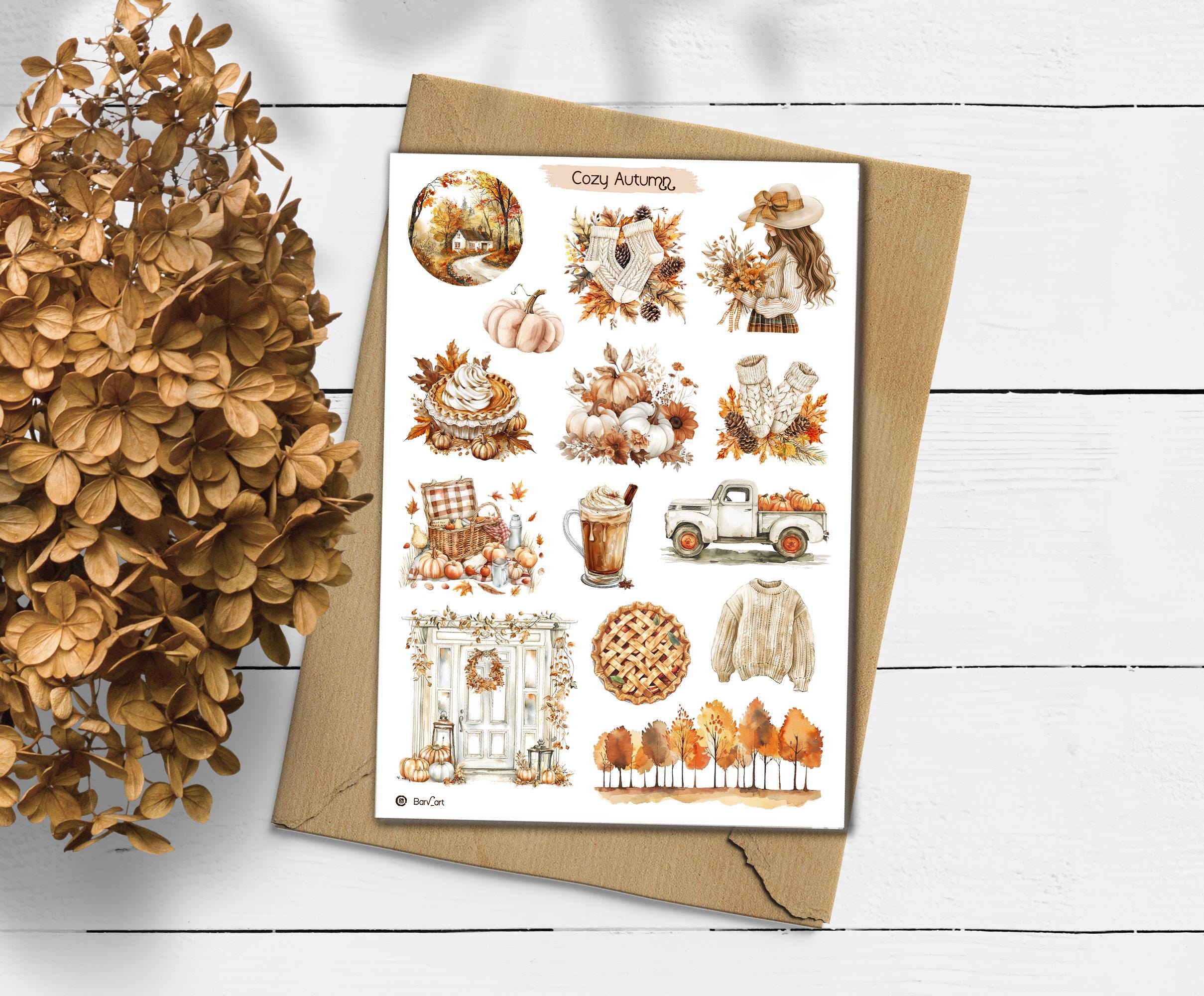 Cozy Autumn Sticker Sheet: Cottagecore Planner Stickers - Etsy