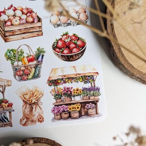 Farmers Market stickers. Vegetable & Fruit Stickers. Veggie Planner, Journal, Scrapbooking Stickers. Food market Stickers. image 11