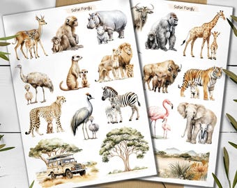 Safari Animal Family Stickers: Planner Scrapbooking Stickers