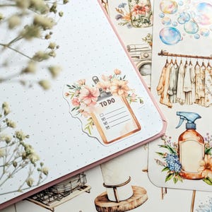 Housekeeping Planner Stickers: Cleaning Day Stickers. Laundry scrapbooking image 6