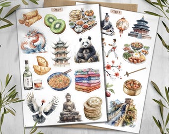 China Travel Stickers. Travel Planner Stickers. Sticker Sheet Chinese New Year. China Travel Sticker. Chinese Cuisine Sticker.