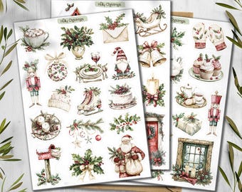 Holly Christmas Stickers. Winter Stickers. Christmas Stickers. Cozy Winter Planner Stickers. Winter Scrapbooking