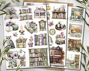 Fall Reading Stickers: Cozy Autumn Cottagecore Scrapbooking