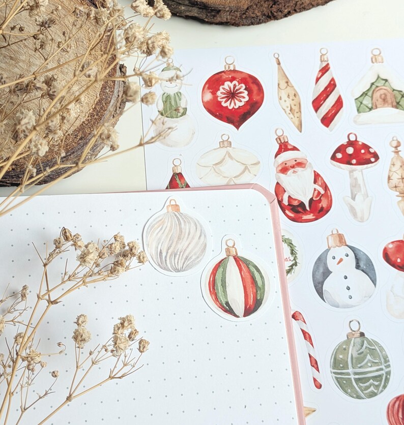 Decoraciones navideñas. Pegatinas de adornos navideños. Pegatinas para álbumes de recortes de Navidad. imagen 6