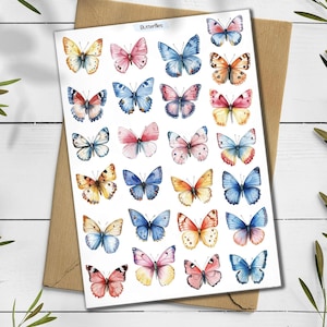 Stickers papillons. Stickers anti-mites. Stickers papillons. Stickers insectes mignons. Bullet Journal. Feuille d'autocollants. Pack d'autocollants papillon.