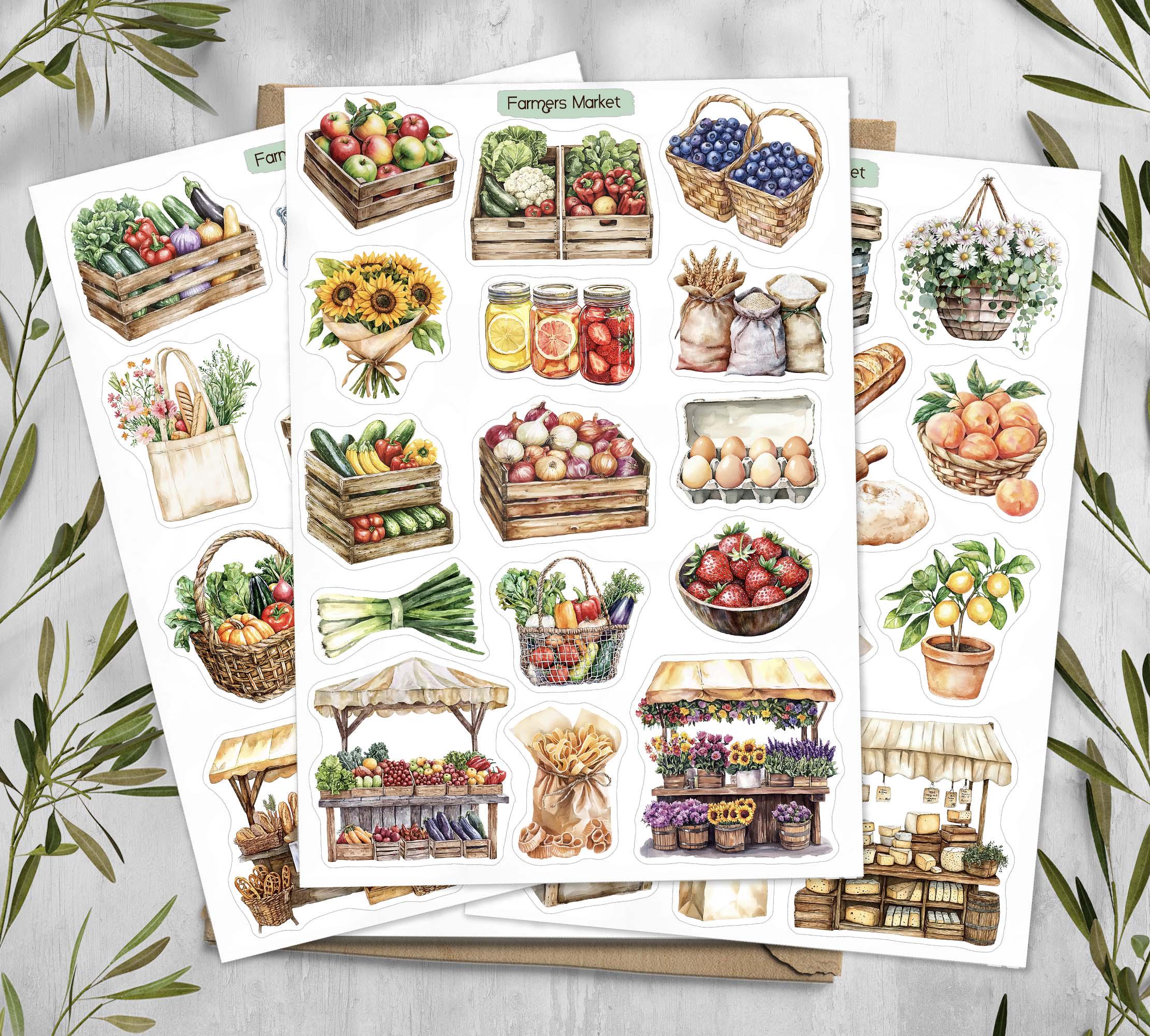 Sticker Core Market Farmers Market Stickers. Vegetable & Fruit Stickers. Veggie Planner ...