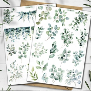 Eucalyptus & Wildflower Stickers: Greenery Scrapbooking, Planner Stickers