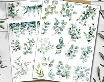 Eucalyptus & Wildflower Stickers: Greenery Scrapbooking, Planner Stickers
