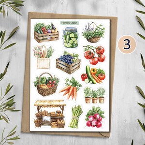Farmers Market stickers. Vegetable & Fruit Stickers. Veggie Planner, Journal, Scrapbooking Stickers. Food market Stickers. Design 3