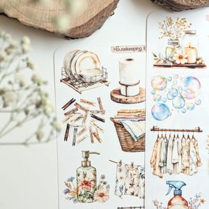 Housekeeping Planner Stickers: Cleaning Day Stickers. Laundry scrapbooking image 8