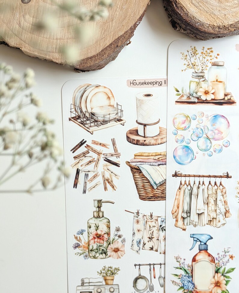 Housekeeping Planner Stickers: Cleaning Day Stickers. Laundry scrapbooking image 8