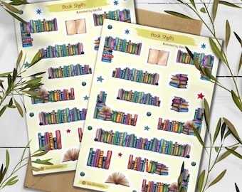 Bookshelf Stickers: Vintage Library Planner Stickers