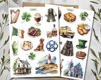 Ireland Travel Stickers. Ireland Landmarks Europe. Irish City Map. Dublin Scrapbook Planner