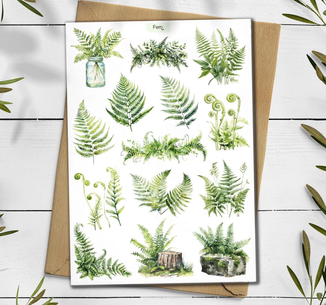 Fern Stickers: Botanical Greenery Scrapbooking Stickers - Etsy