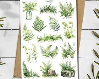 Pegatinas de helechos: pegatinas de scrapbooking con vegetación botánica