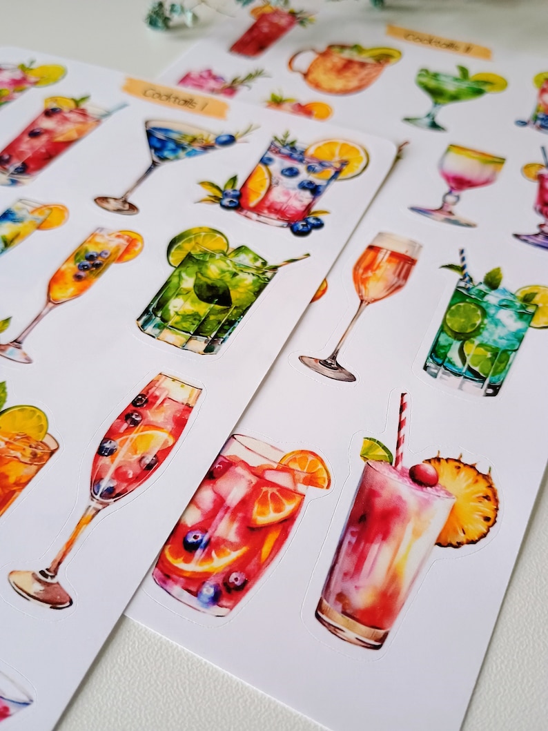 Tropical Cocktail Stickers: Summer Planner, Scrapbooking - Etsy