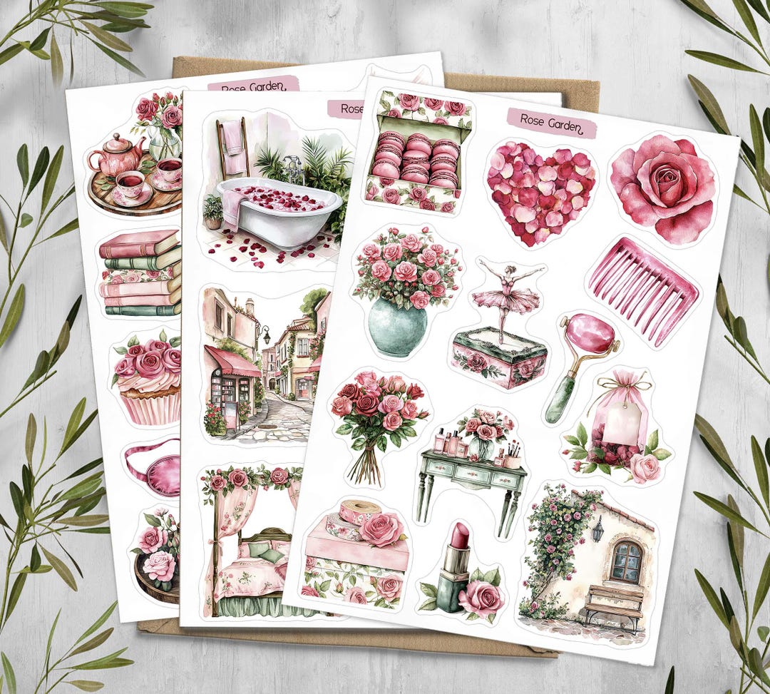 Red Rose Stickers: Floral Planner Stickers, Scrapbooking - Etsy