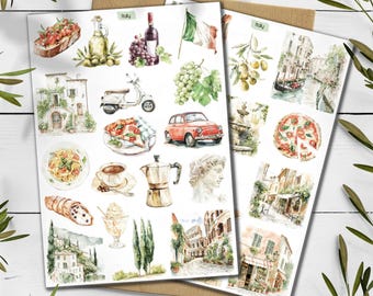 Italy Travel Stickers: Mediterranean Holiday, Planner, Scrapbook
