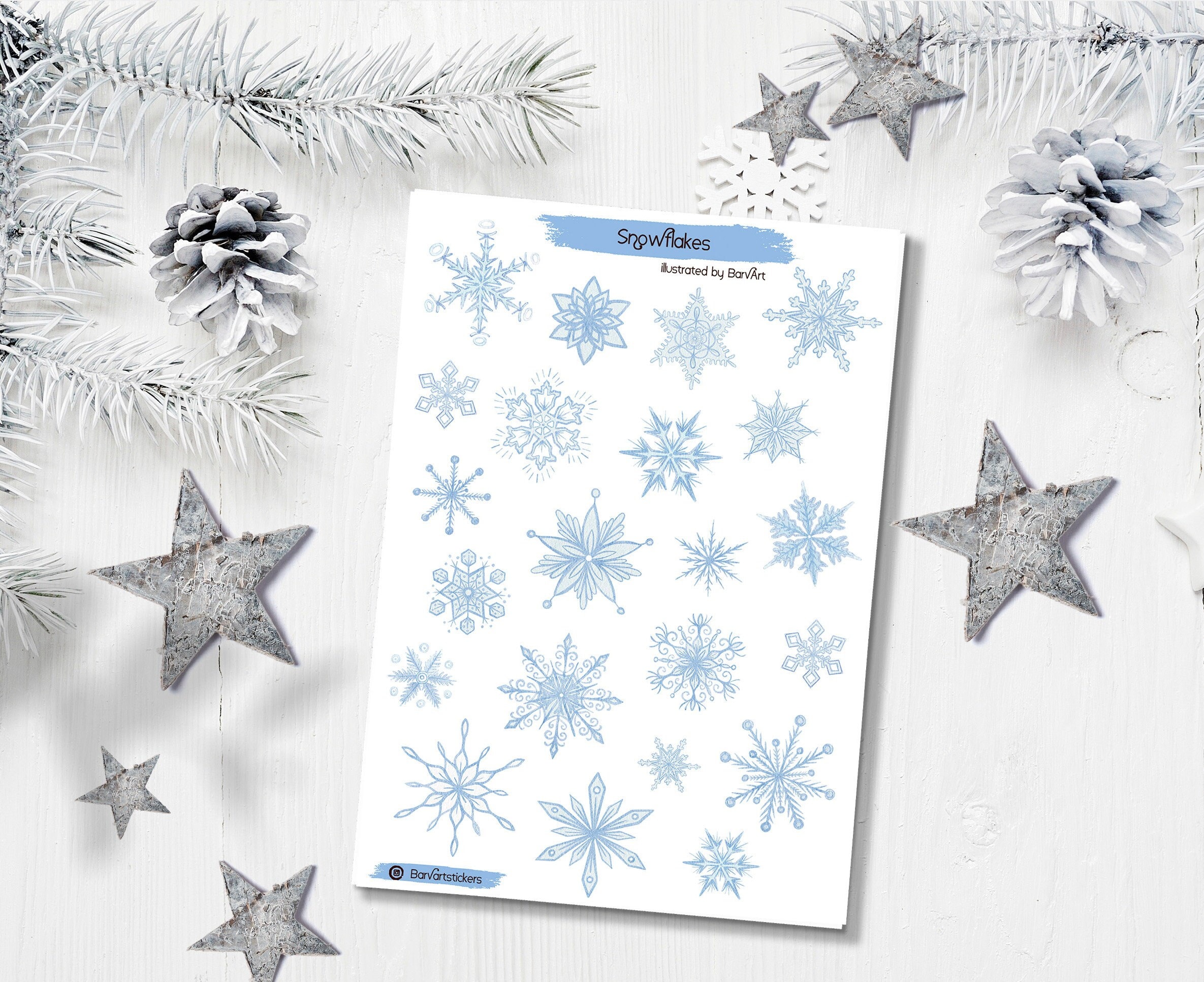6 X Large Snowflake Rhinestone Stickers Embellishments Sparkly Resin Self  Adhesive Stickers for Crafts Christmas Cards 