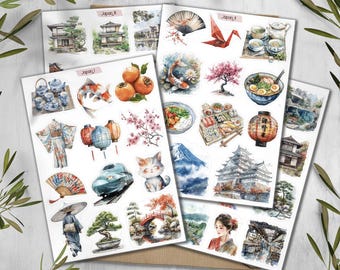 Reseklistermärken för Japan: Handgjord kalender, scrapbook-dekaler