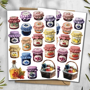Jam Jar Sticker Sheet. Berry Cottagecore Planner Stickers image 2