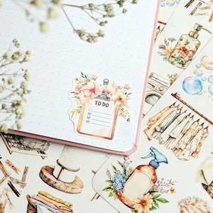 Housekeeping Planner Stickers: Cleaning Day Stickers. Laundry scrapbooking image 7