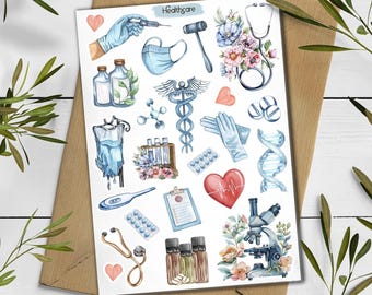 Healthcare Sticker Sheet: Nurse, Medical, Planner, Scrapbook