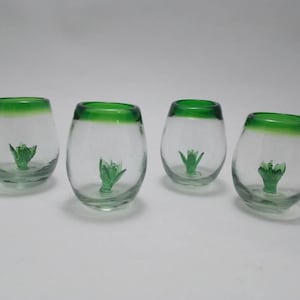 14 shots de tequila con agave de vidrio soplado