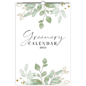 2024 Wall Calendar, Greenery Calendar, Leaf Calendar, 2024 Hanging Calendar, Botanical Calendar, Monthly Calendar, Blank Calendar, A3