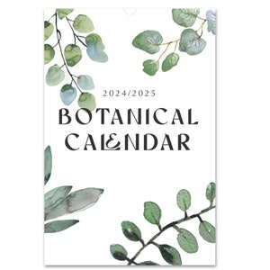 2024 2025 Calendar, Botanical Calendar, Wall Calendar, Mid Year Calendar, Botanical Wall Decor, Leaf Calendar, Monthly Calendar, Academic,A3