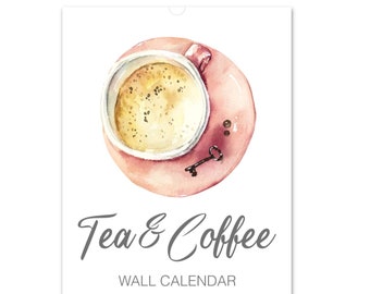 2024 2025 Calendar, Tea & Coffee Calendar, Aesthetic Calendar, Kitchen Wall Decor, Coffee Wall Decor, Mid Year Calendar, Monthly Calendar,A3