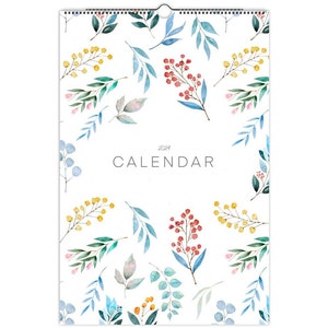 2024 Wall Calendar, Leafy Calendar, Botanical Calendar, Monthly Calendar, Blank Calendar, Hanging Calendar, Easter Gift, Leaves, A3