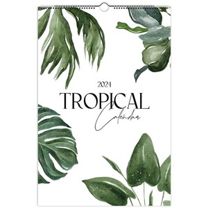 2024 Calendar, Botanical Calendar, Greenery Calendar, Leaves Calendar, Tropical Calendar, 2024 Wall Calendar, Botanical Wall Decor, Blank,A3