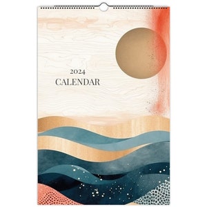 2024 Calendar, Abstract Calendar, 2024 Wall Calendar, Abstract Landscape Wall Decor, Hanging Calendar, Monthly Calendar, Blank Calendar, A3