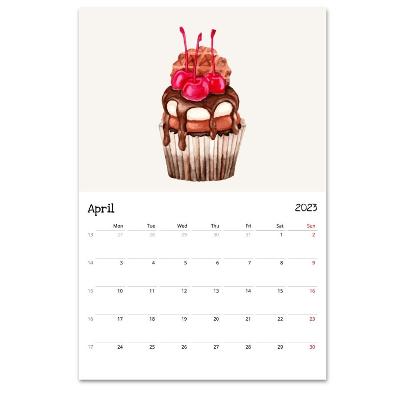 Hanging Calendar 2023 2022 2023 Midyear Calendar Cupcakes Wall Calendar Hanging Etsy Canada