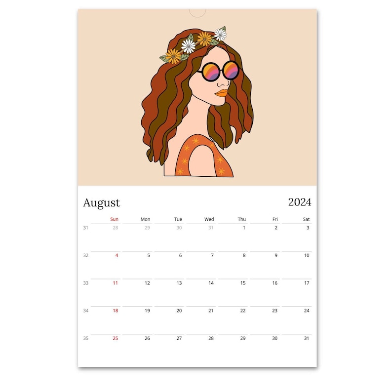 2025 Wall Calendar, 70's Calendar, Hippie Calendar, Groovy Calendar