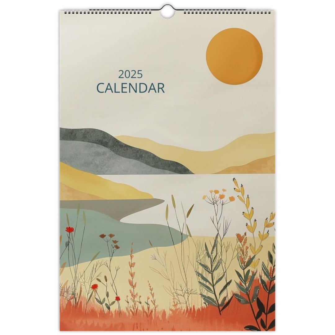 2025 2026 Calendar, Landscape Calendar, Abstract Calendar, Boho