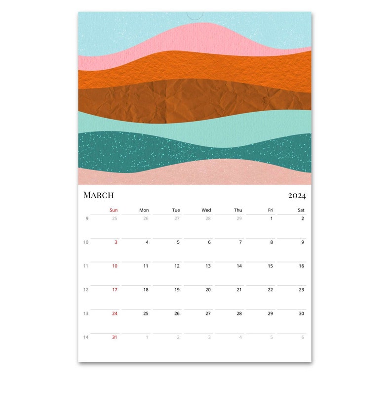 2024 Calendar Retro Calendar Wall Calendar 2024 Abstract Etsy