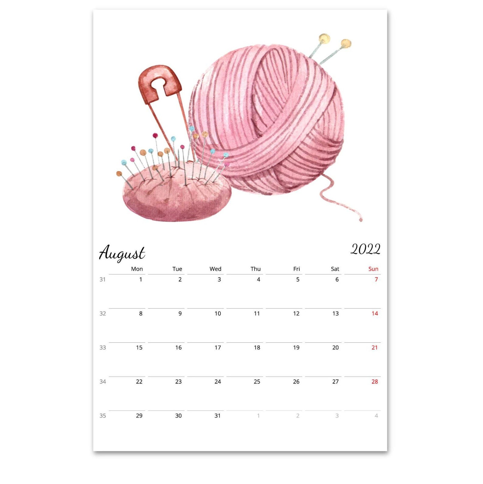 2022 2023 Midyear Calendar Sewing & Needlework Wall Etsy Singapore