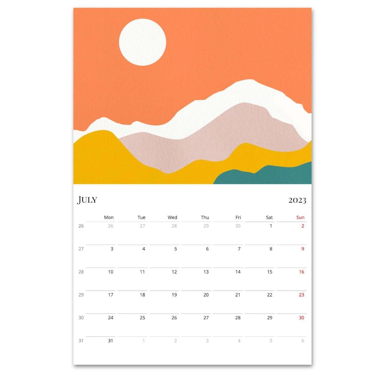 2023 Calendar Retro Calendar Abstract Calendar 2023 Wall - Etsy