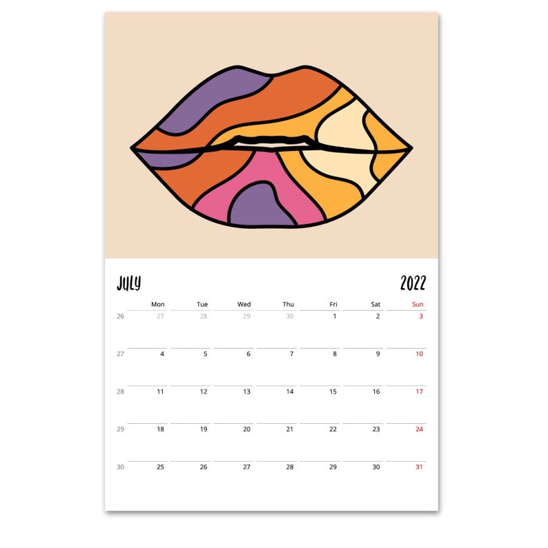 2022 2023 Mid Year Calendar Hippie Wall Calendar 70's Etsy België